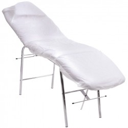 Drap-housse jetable blanc pour une propreté optimale.