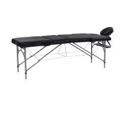 Table pliable légère en simili cuir gris, idéale pour soins et massages