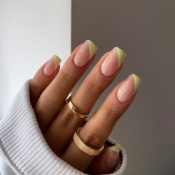 Semilac T16 Top No Wipe Blinking Gold & Green Flakes 7ml | Material...