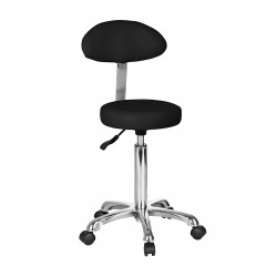 Round-shaped stool with backrest Saturne+ (black) | Official distri...