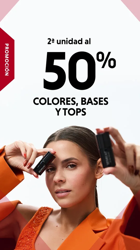 Promoción Semilac: 2ª unidad al 50% en colores, bases y tops